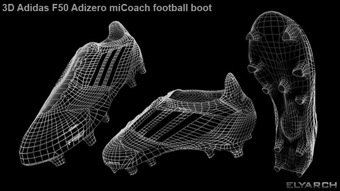 3D model of Adidas F50 Adizero miCoach football boot