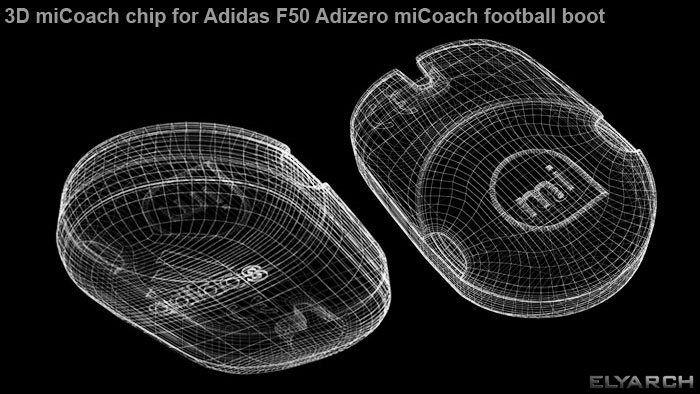 3D model of the miCoach chip for Adidas F50 Adizero miCoach football boot