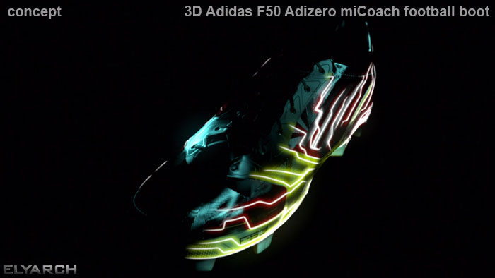 3D render of Adidas F50 Adizero miCoach football boot