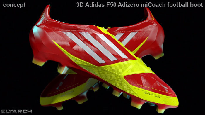 3D render of Adidas F50 Adizero miCoach football boot