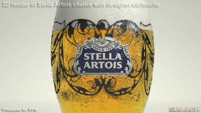 Stella Artois chalice with designer cartouche
